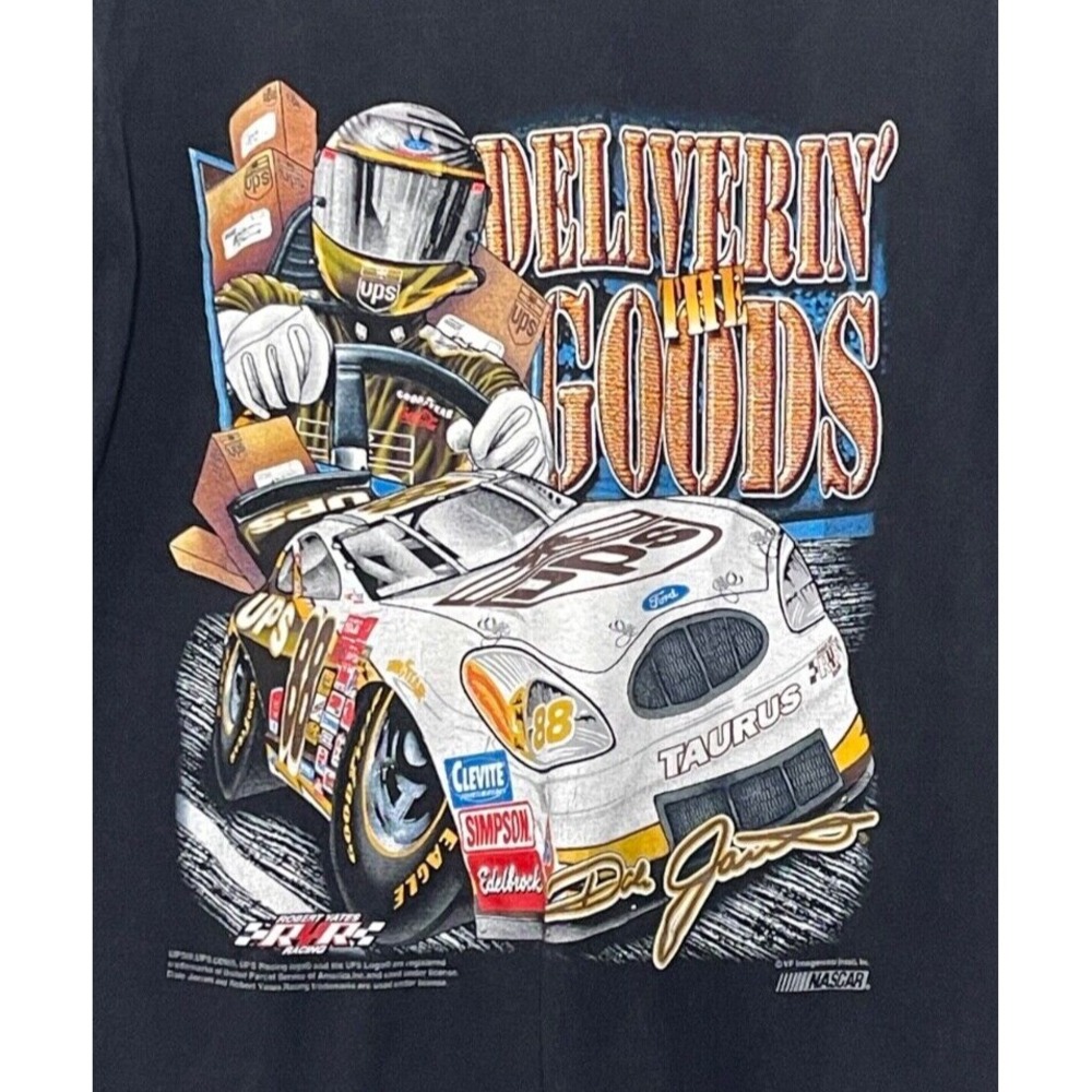 NASCAR Dale Jarrett #88 UPS CSA T Shirt Youth 14-16 Black Graphic Print